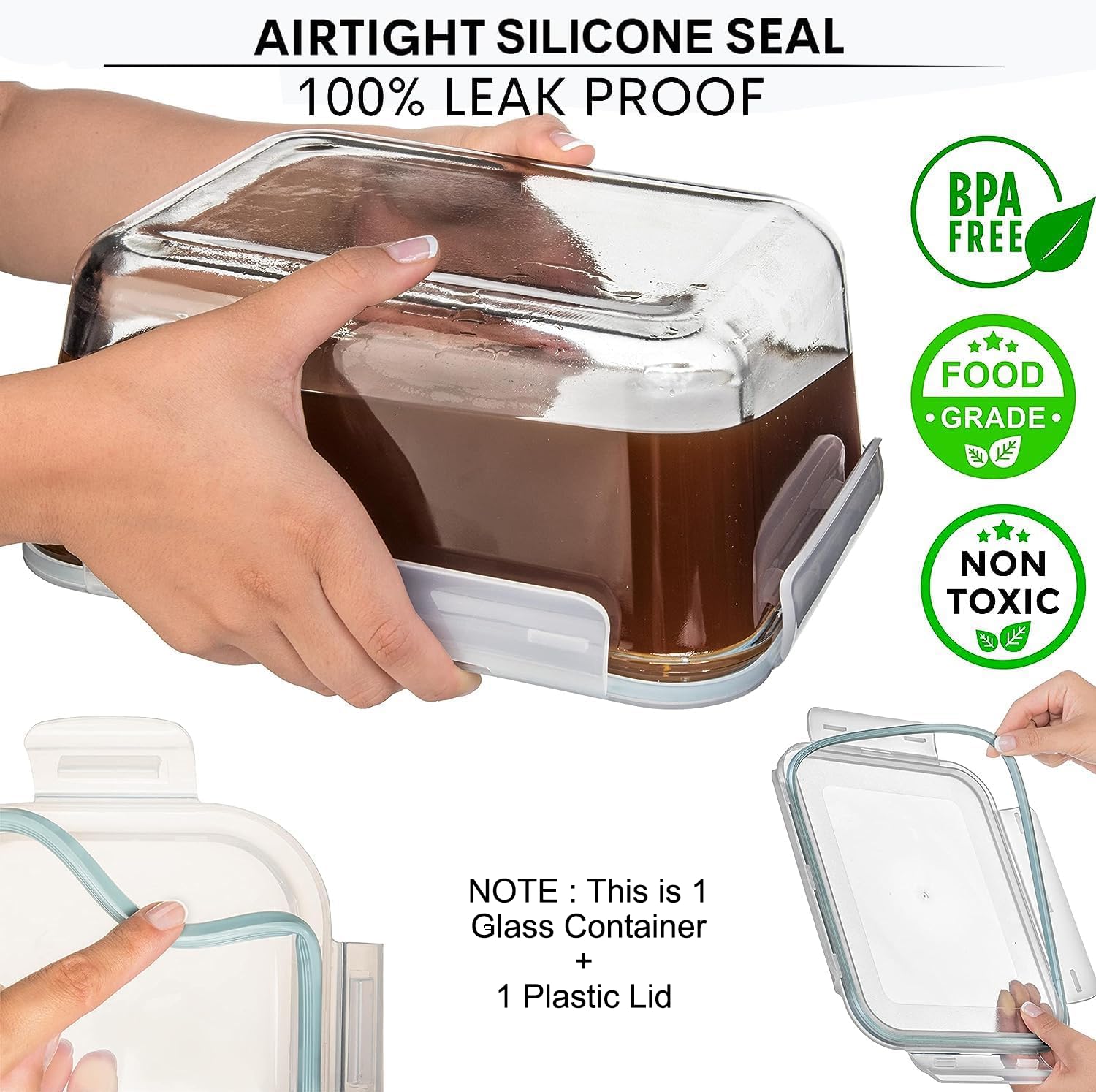 Razab lid close-up showing silicone gasket and airtight seal benefit