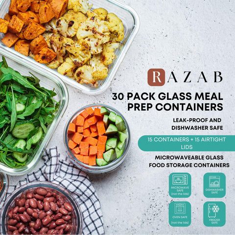 Razab glass containers in dishwasher showing easy cleaning advantage