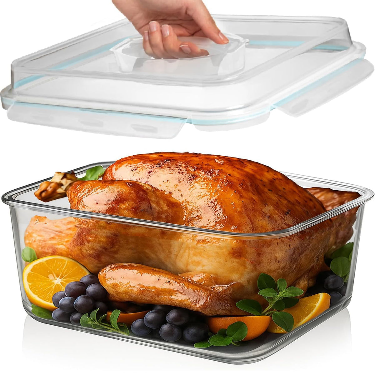 Razab front view of large 6500ml glass container showing size benefit