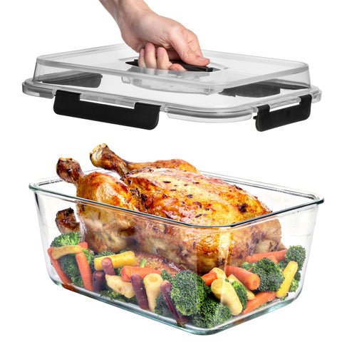 Razab front view of container with lid shows sturdy seal and large capacity benefit