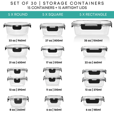 Razab stack of rectangular glass containers demonstrating space-saving stacking