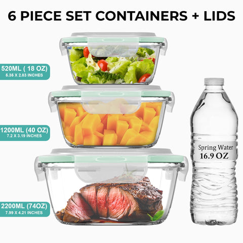 Razab three containers filled to show the 74, 40 and 18 oz capacity and portioning benefit