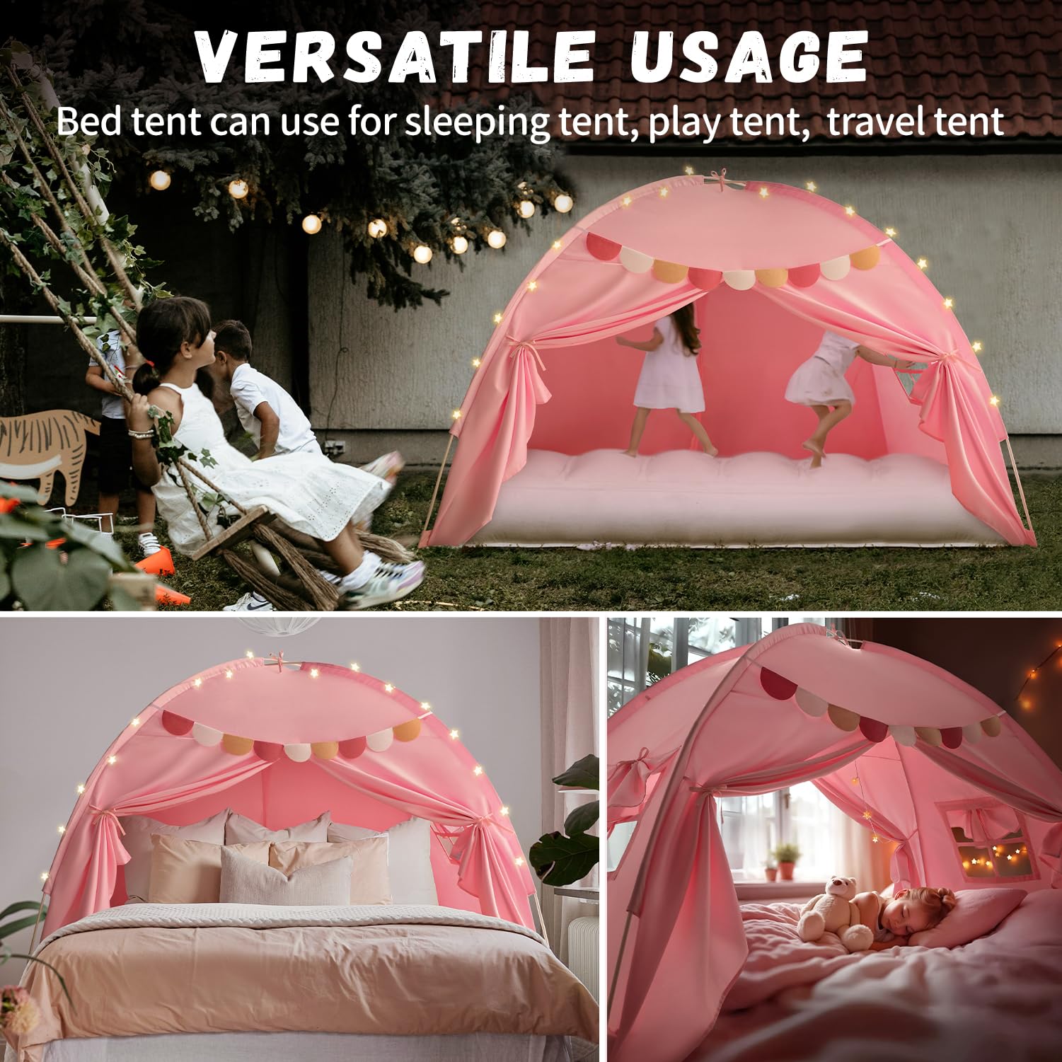 Razee canopy size comparison illustrating full mattress fit