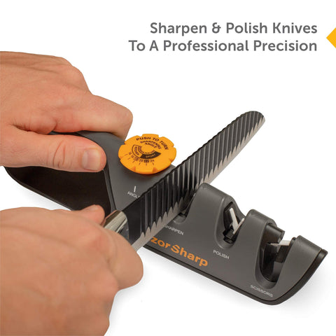 RazorSharp handle and non-slip grip close-up for safer, stable sharpening control