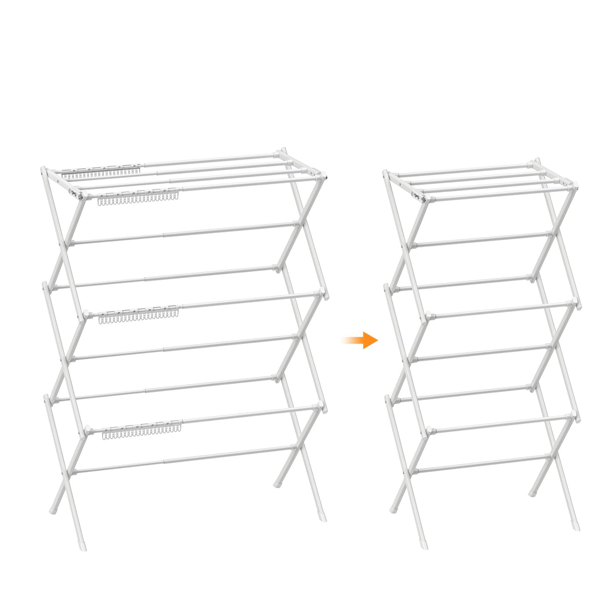 Rbitroise front view showing three tiers and pure white finish for organized drying
