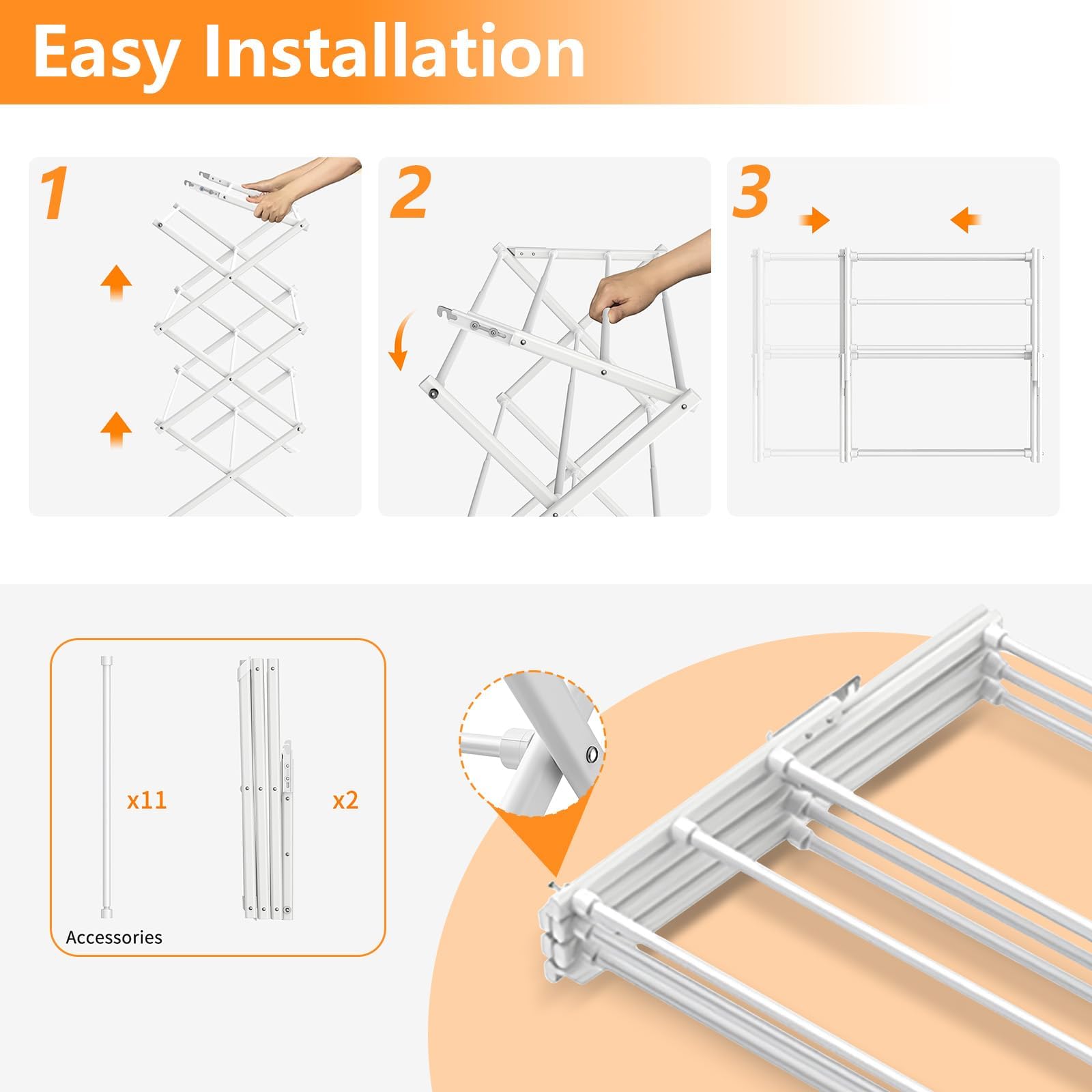 Rbitroise indoor use with hanging clothes showing efficient home drying