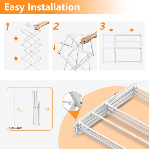 Rbitroise indoor use with hanging clothes showing efficient home drying