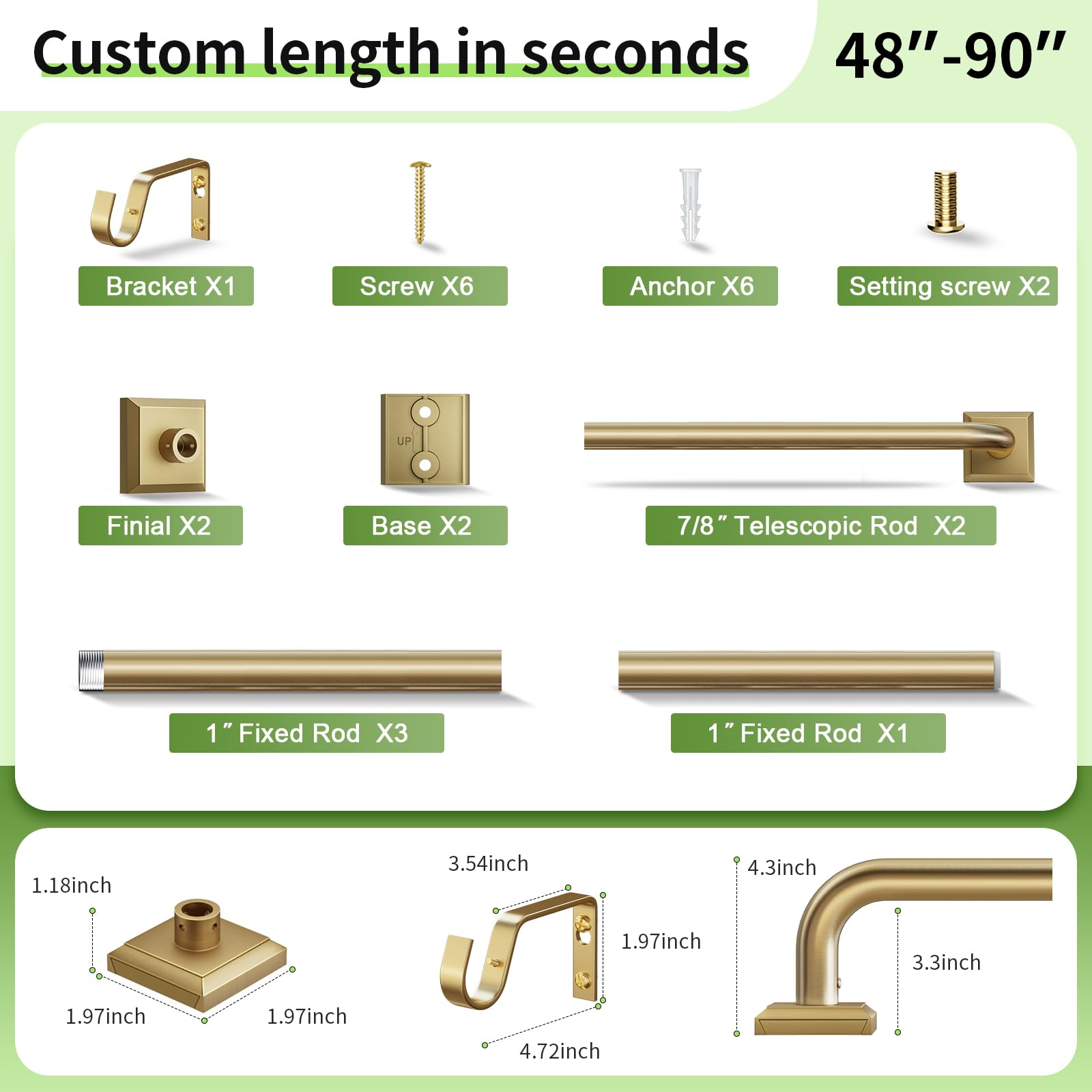RBYCOS included screws anchors and brackets laid out showing complete hardware kit