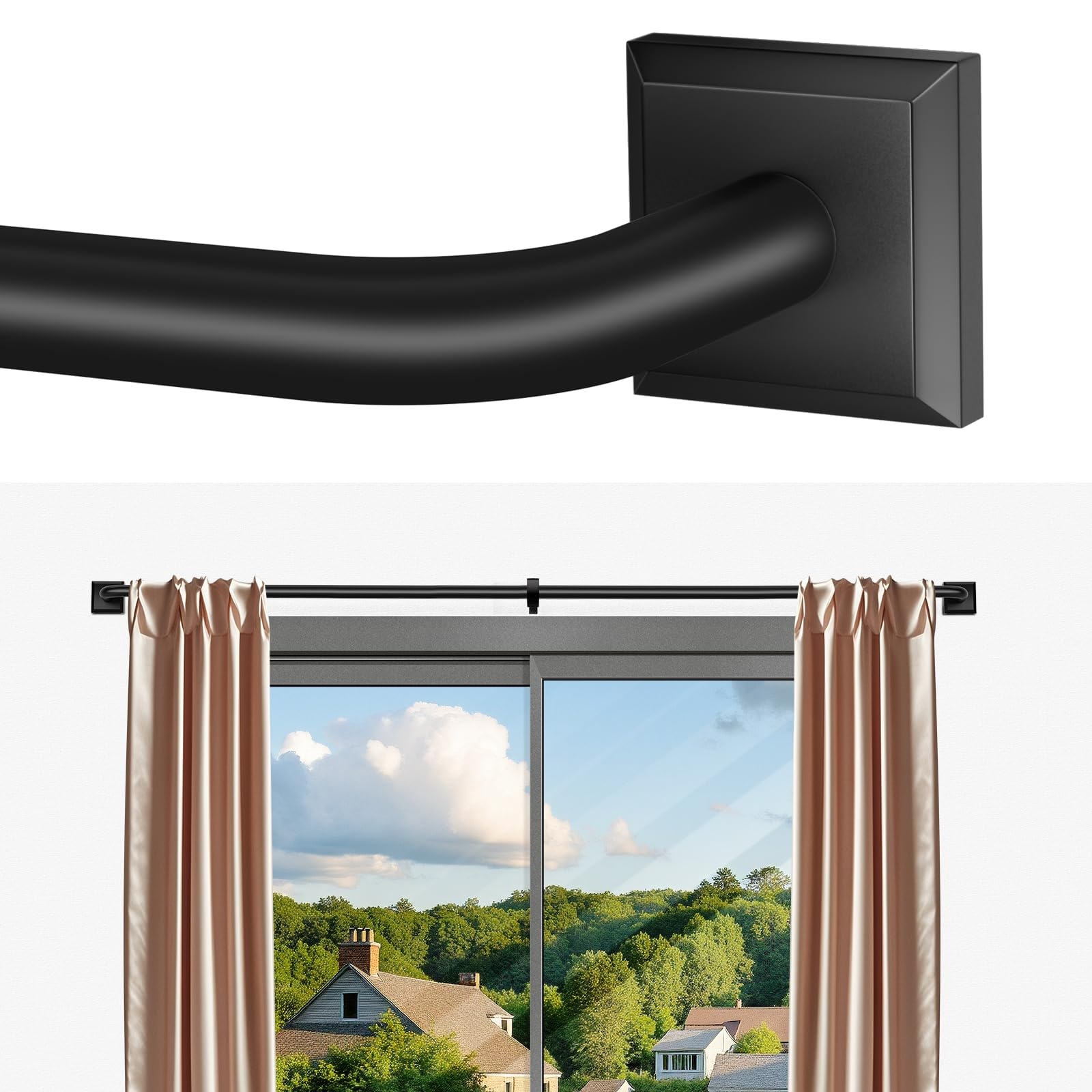 RBYCOS front view matte black rod showing sleek decorative finish and strength