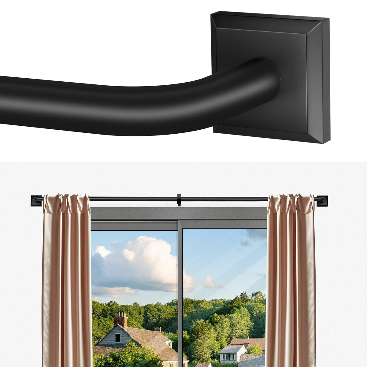 RBYCOS front view matte black rod showing sleek decorative finish and strength