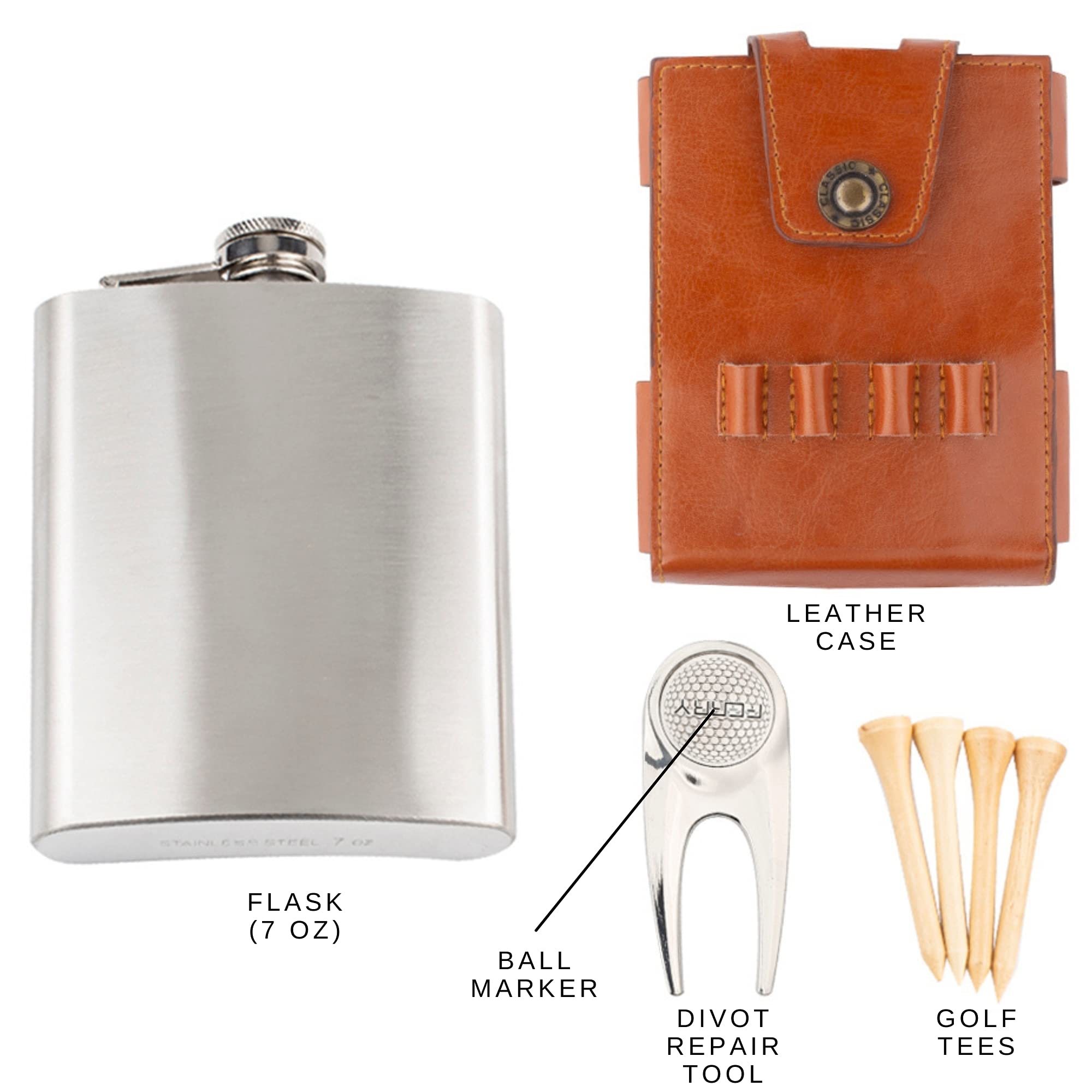 RE GOODS close-up of flask sitting in leather case highlighting protection and style