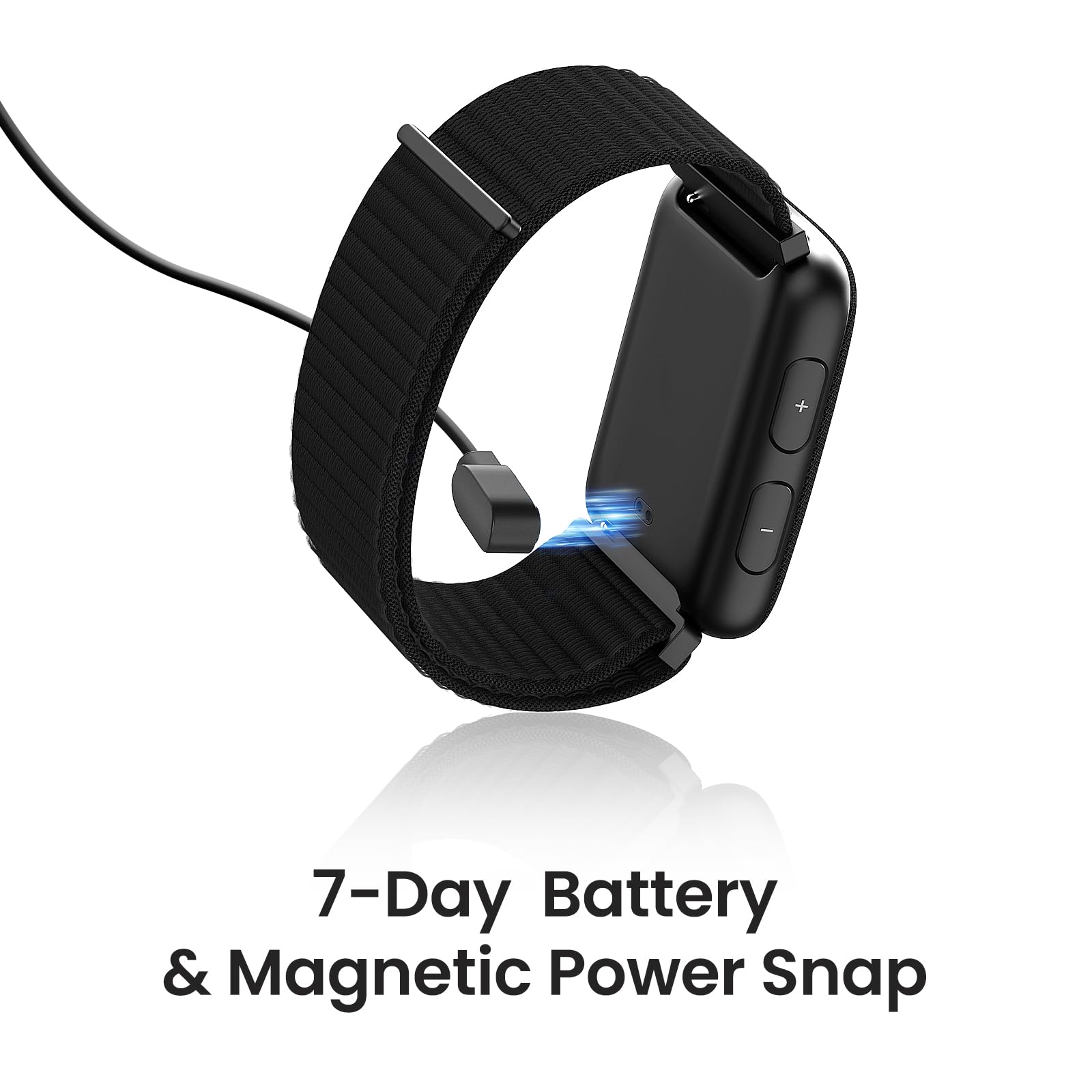 REACHER close-up vibration indicator illustrating quiet wake-up benefit