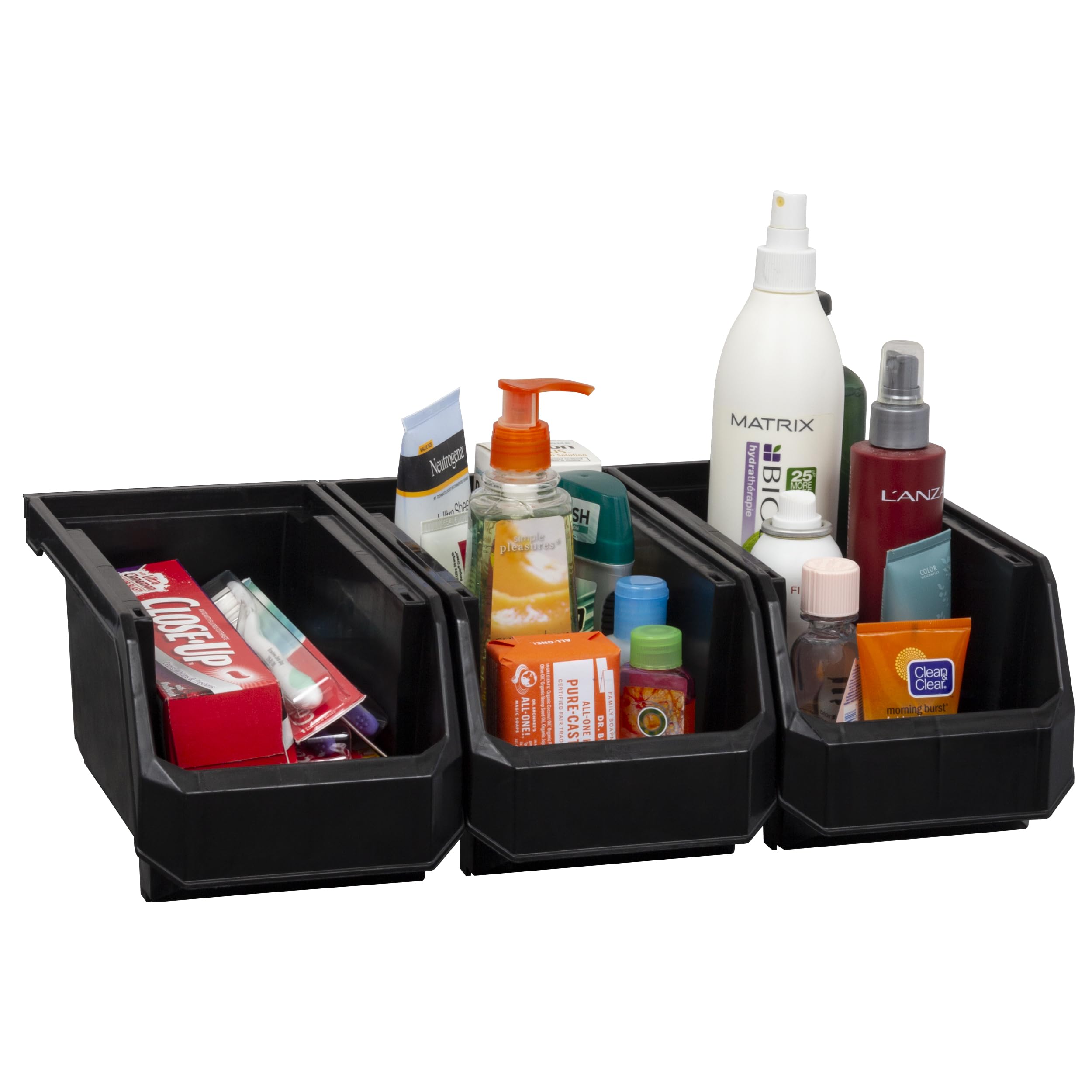 ReadySpace bins beside a ruler to show dimensions and practical scale