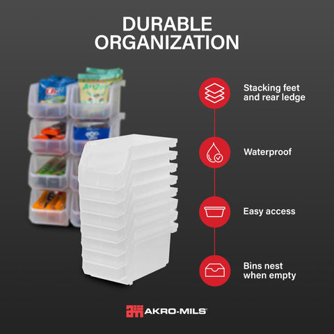 ReadySpace stacked bins on pantry shelf demonstrate stable vertical storage benefit