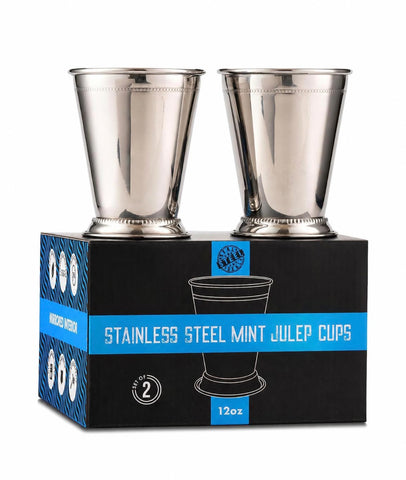 Real Deal Steel front view shows polished cups and elegant cocktail presentation for parties