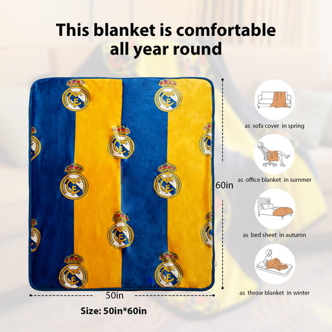 Real Madrid throw on couch lifestyle scene highlighting comfort and team spirit