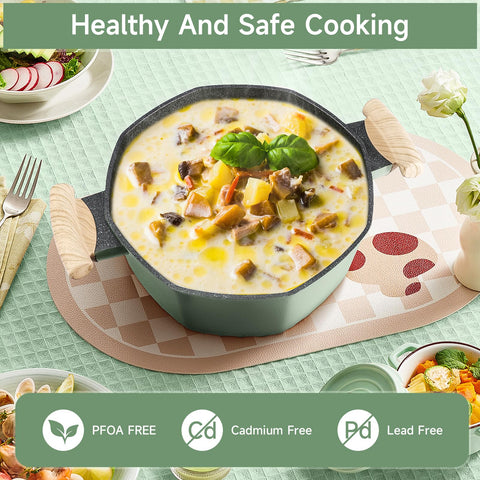 RealCool nonstick interior frying pan showing smooth surface for easy food release benefit