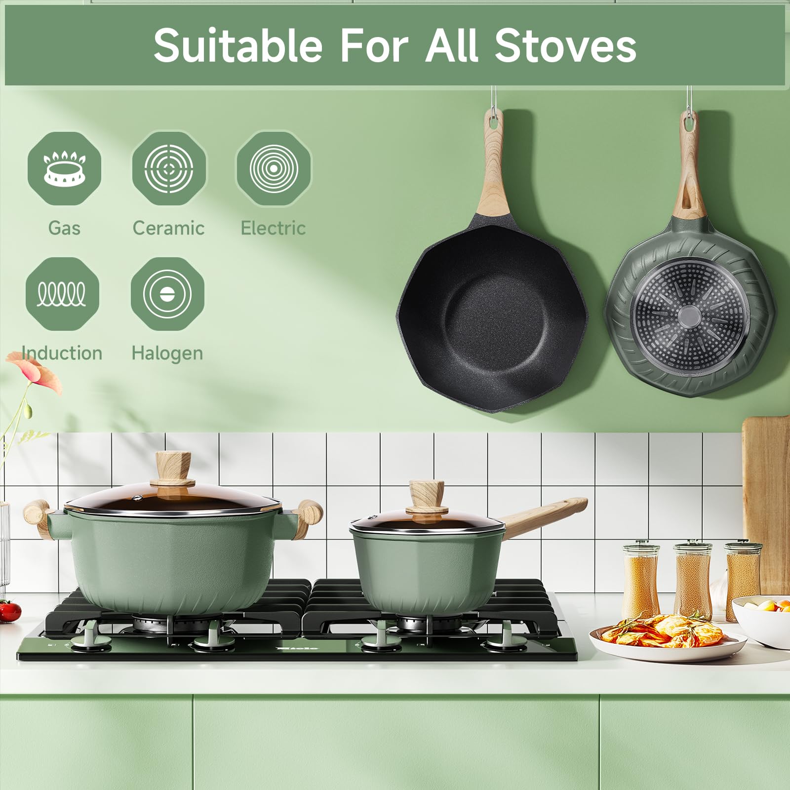 RealCool saucepan in use steaming on stove showing efficient simmering and moisture retention benefit