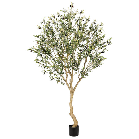 REALEAD 7ft olive tree front view showing tall natural decor and instant greenery