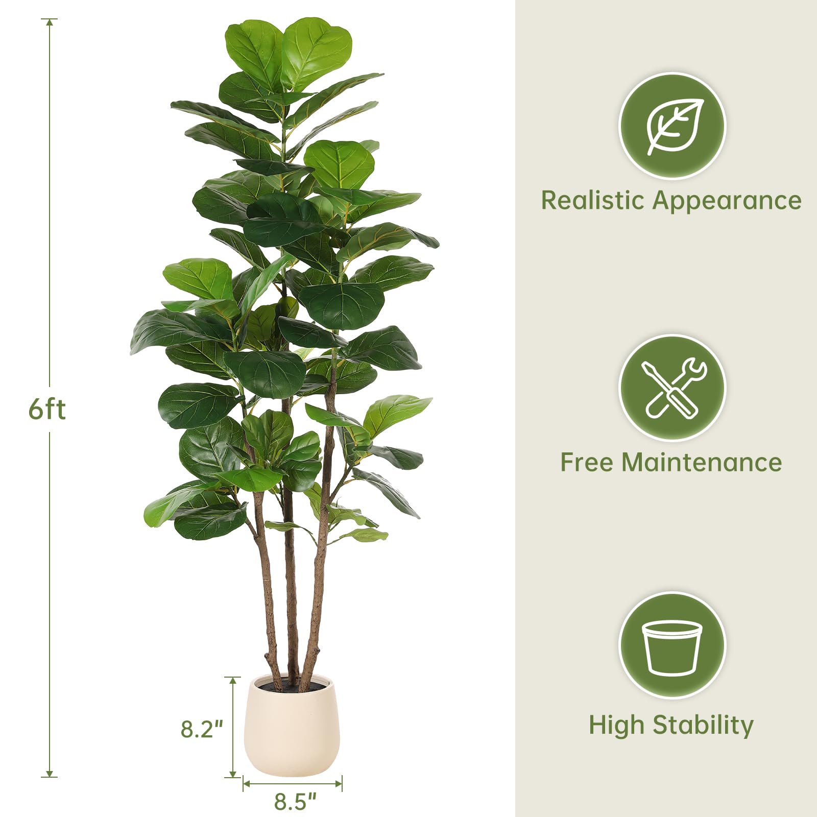 REALEAD faux fig tree placed in living room adding year-round greenery and style