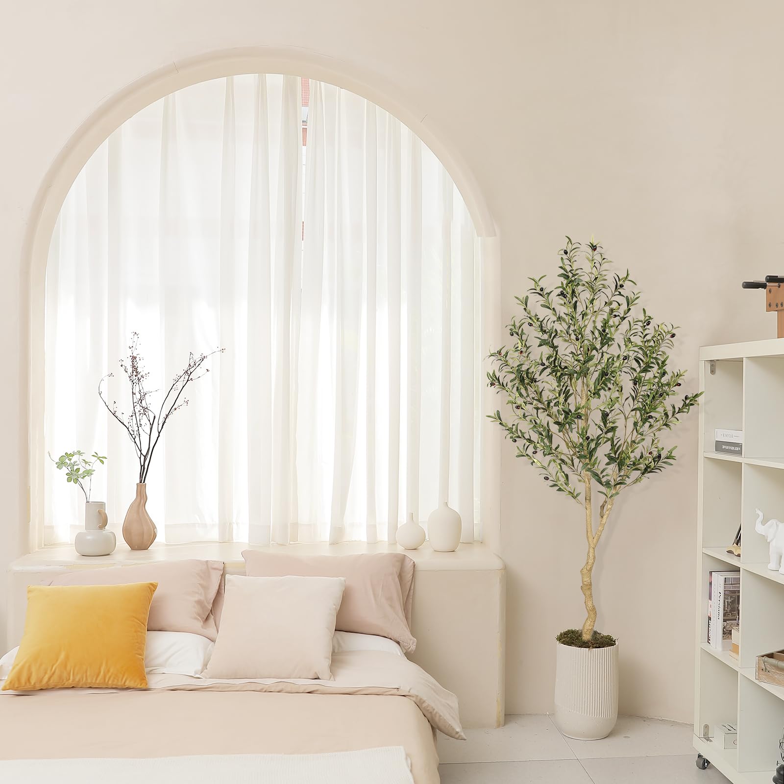 REALEAD tree beside sofa for scale benefit: shows true 6ft height in room