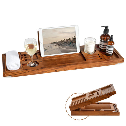 Realgulf teak tray front view showing elegant finish and stable layout benefit