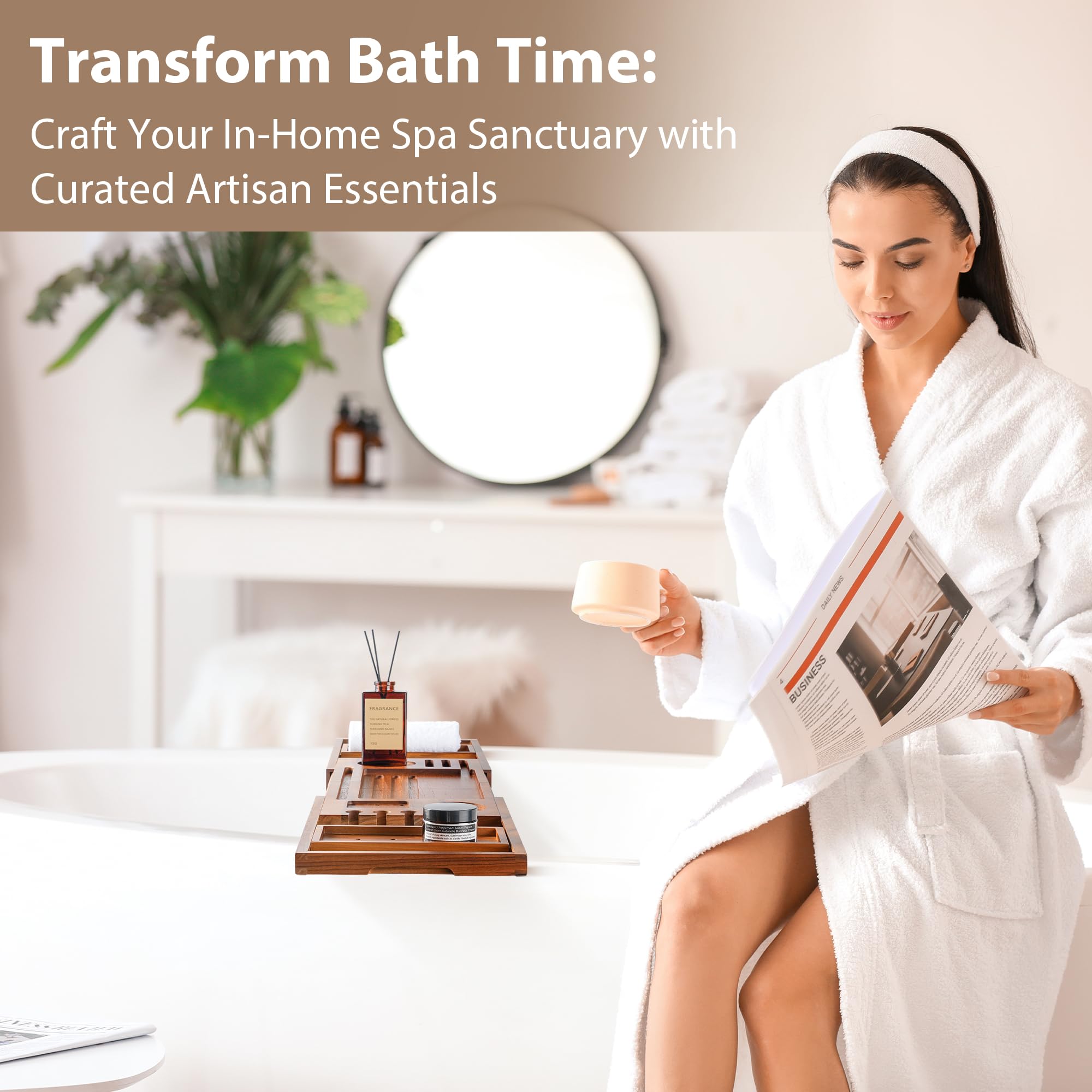 Realgulf tray beside book showing scale and capacity for bath essentials