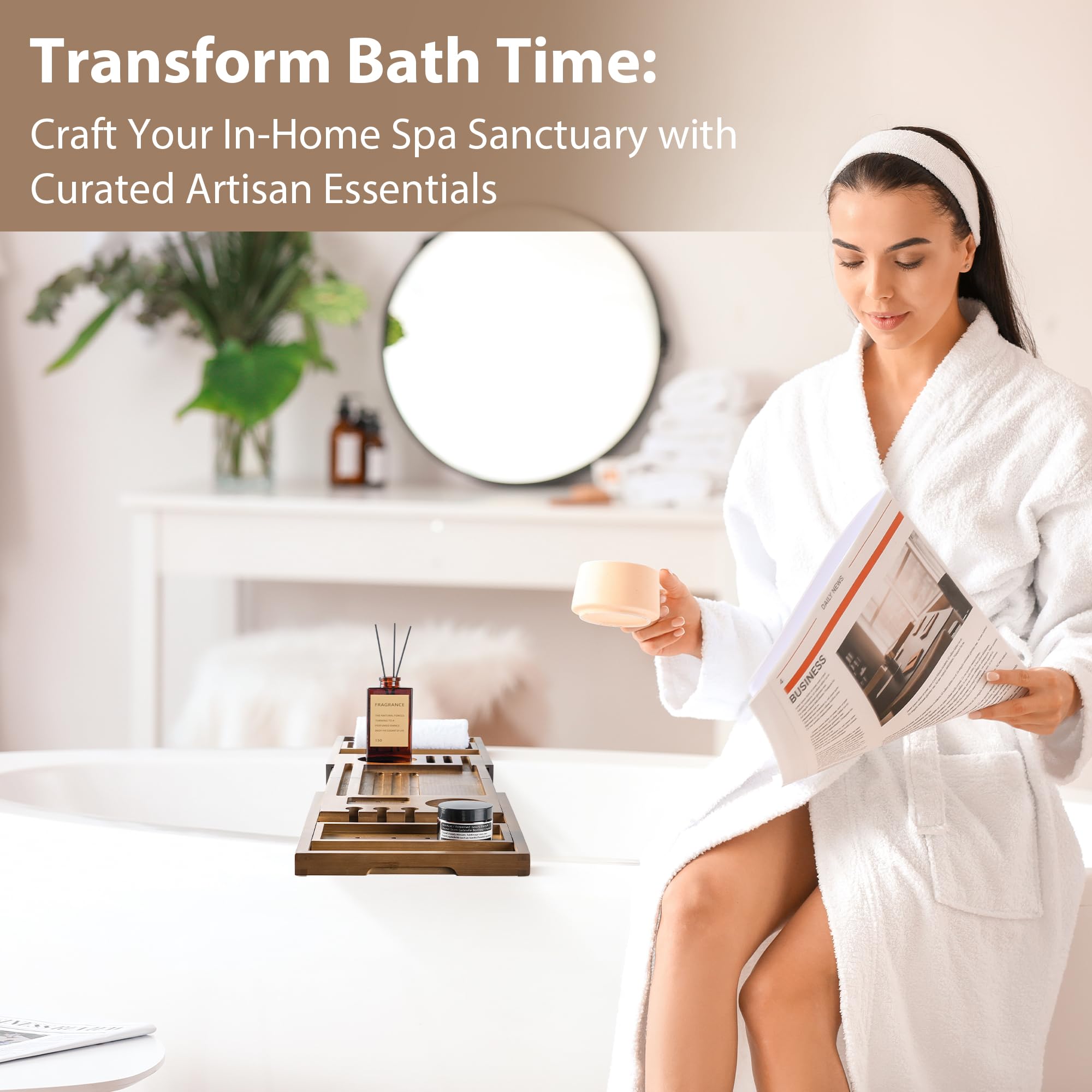 Realgulf tray in a bathroom lifestyle scene adding spa‑style organization