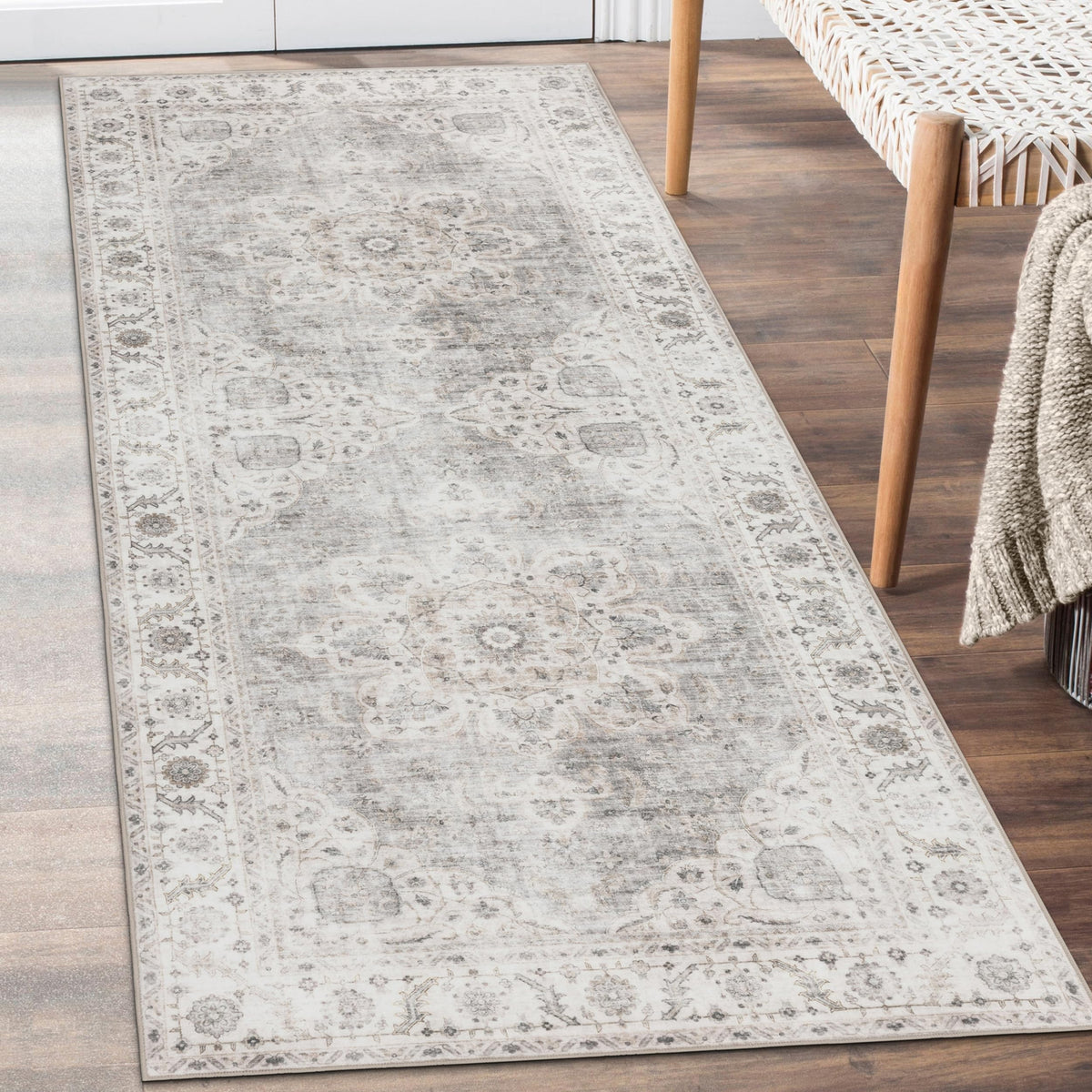 ReaLife Rugs Joy runner front view showing beige ivory pattern and versatile styling
