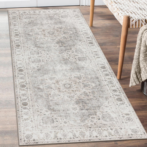 ReaLife Rugs Joy runner front view showing beige ivory pattern and versatile styling