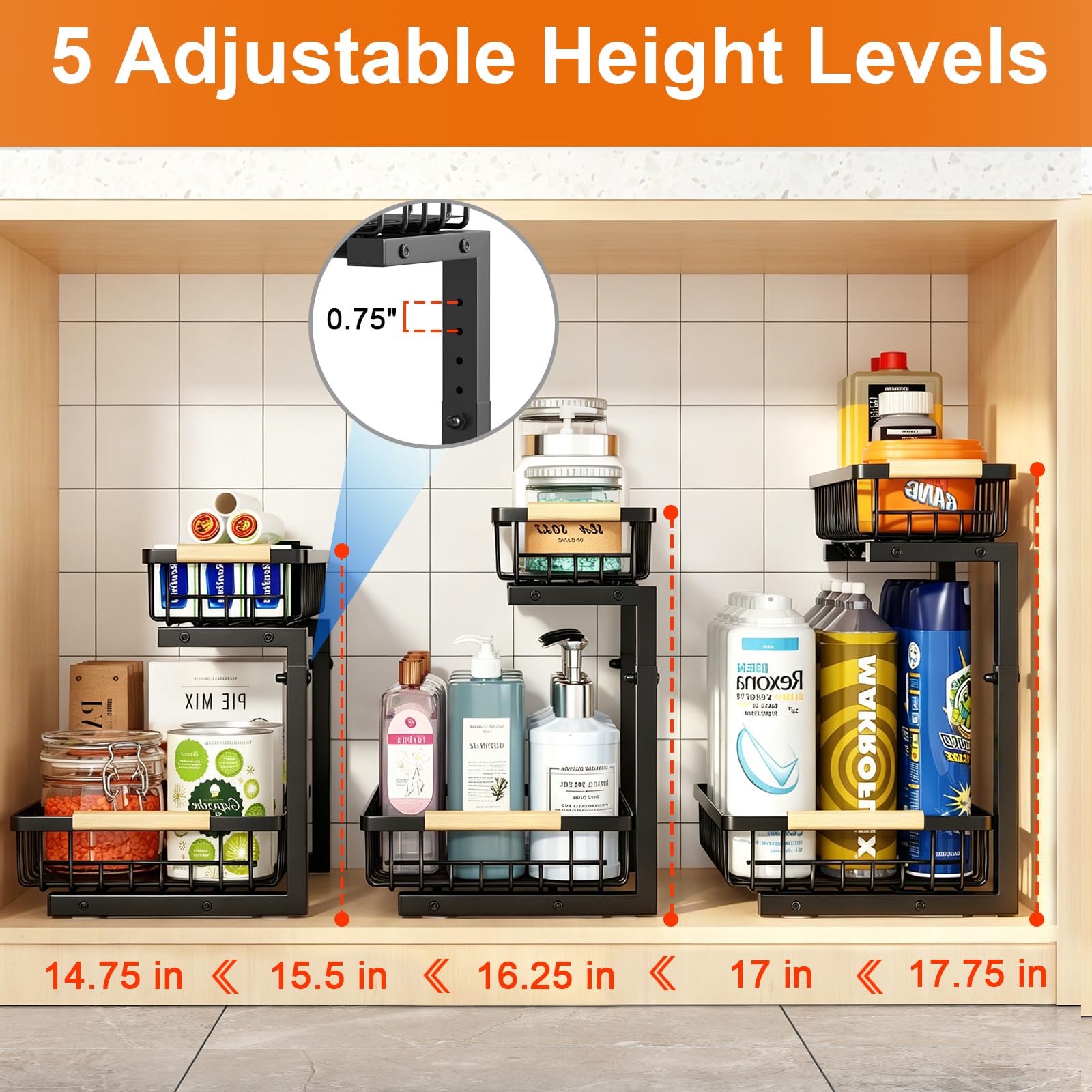 REALINN adjustable height mechanism demonstrating five setting flexibility