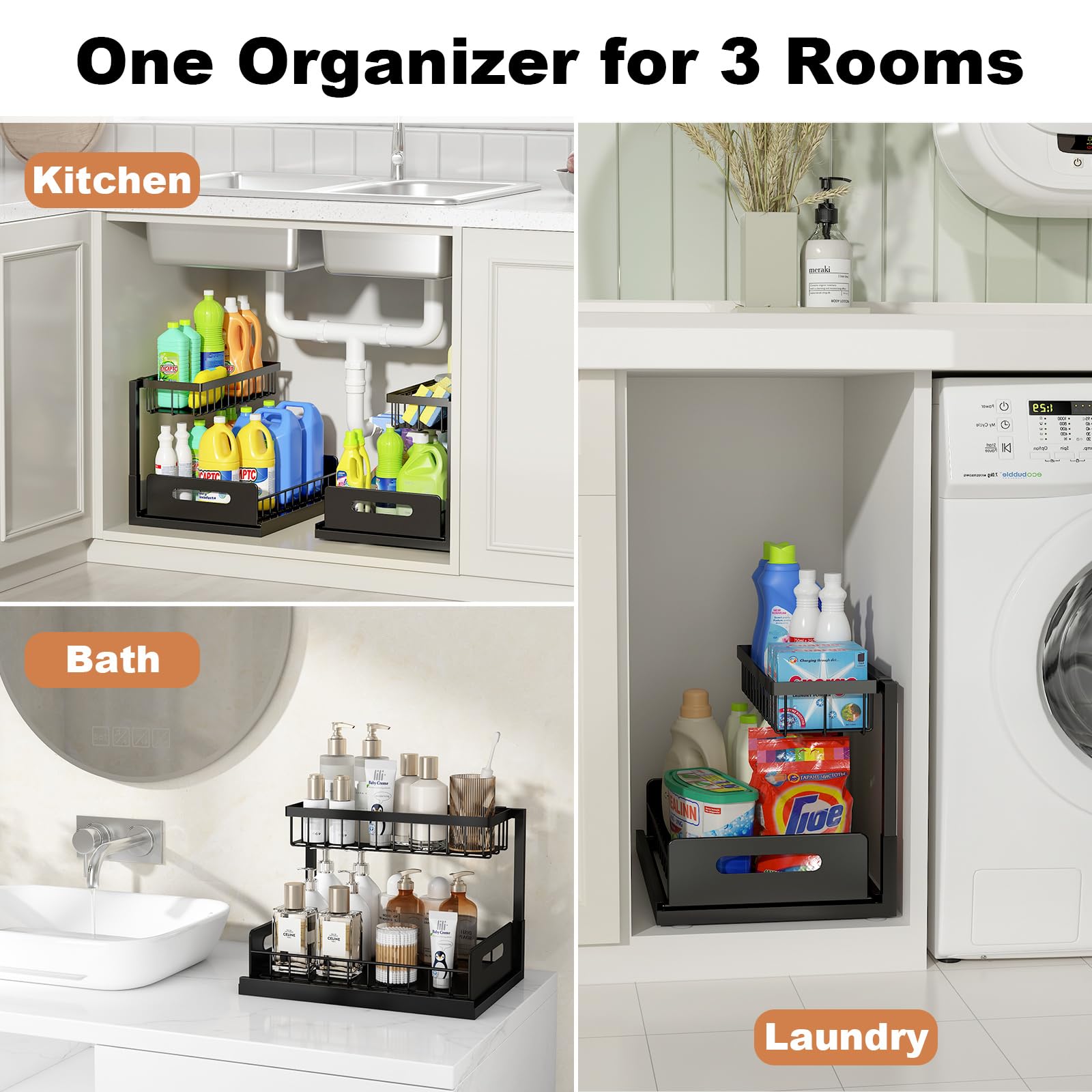 REALINN organizer beside bottles showing scale and capacity benefit