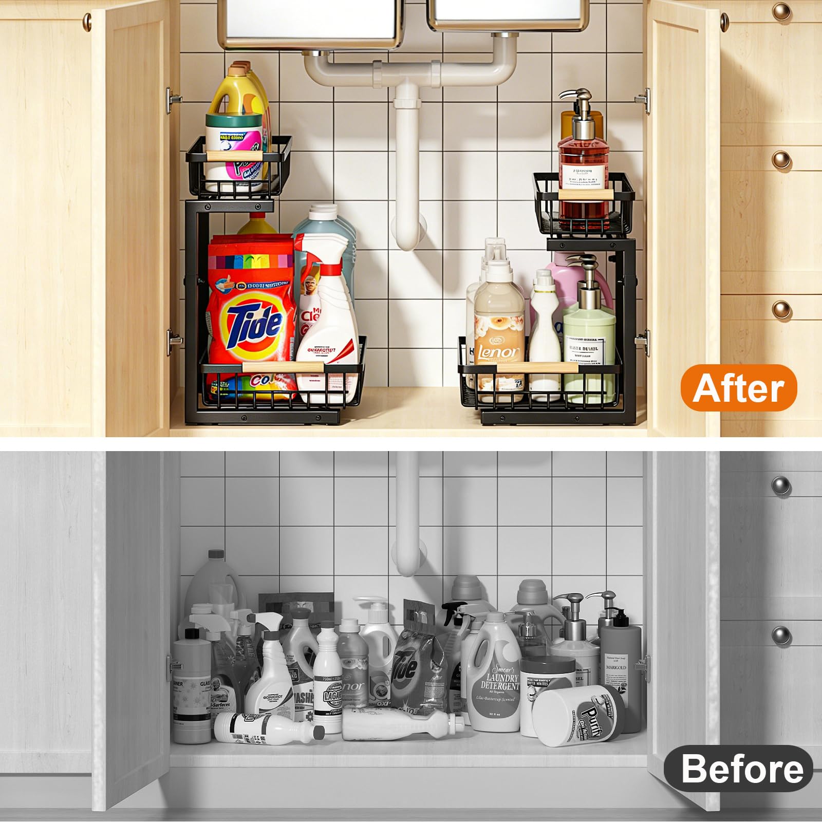 REALINN dual suction cups and nano tape holding organizer steady without drilling