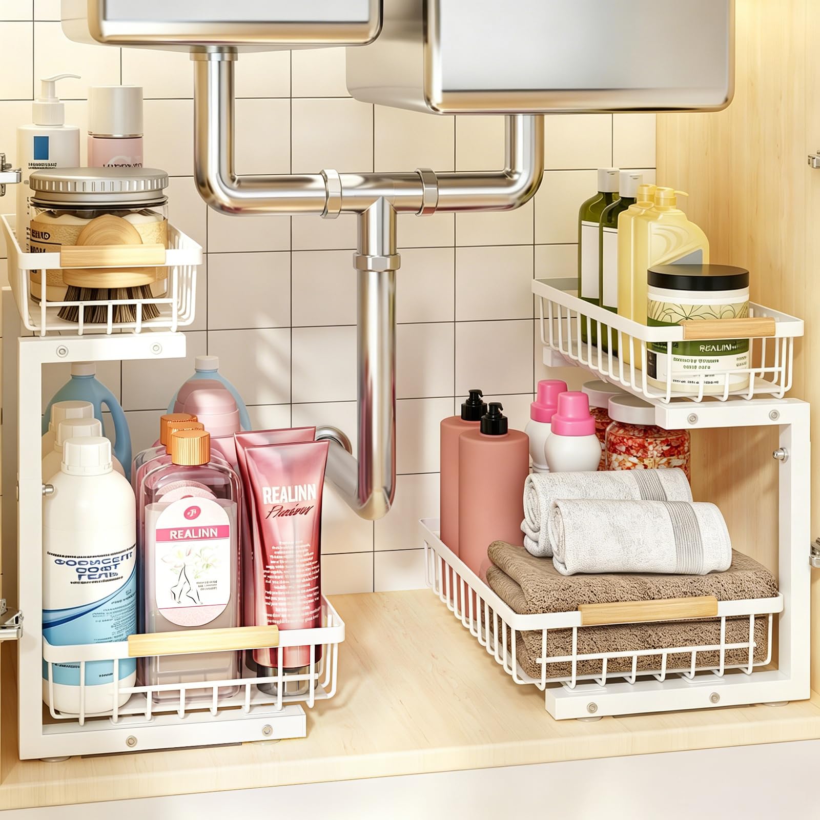 REALINN front view of organizer showing tidy storage and quick access