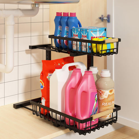 REALINN front view showing tidy two-tier pull-out access and saved space