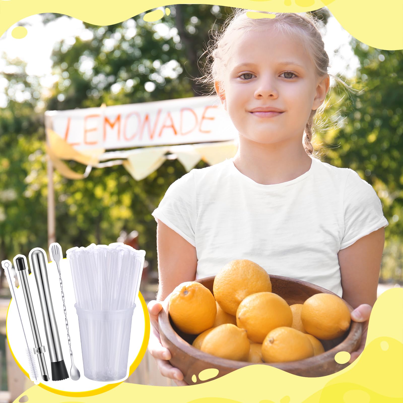 Reallnaive cups filled with iced lemonade illustrating clear product visibility