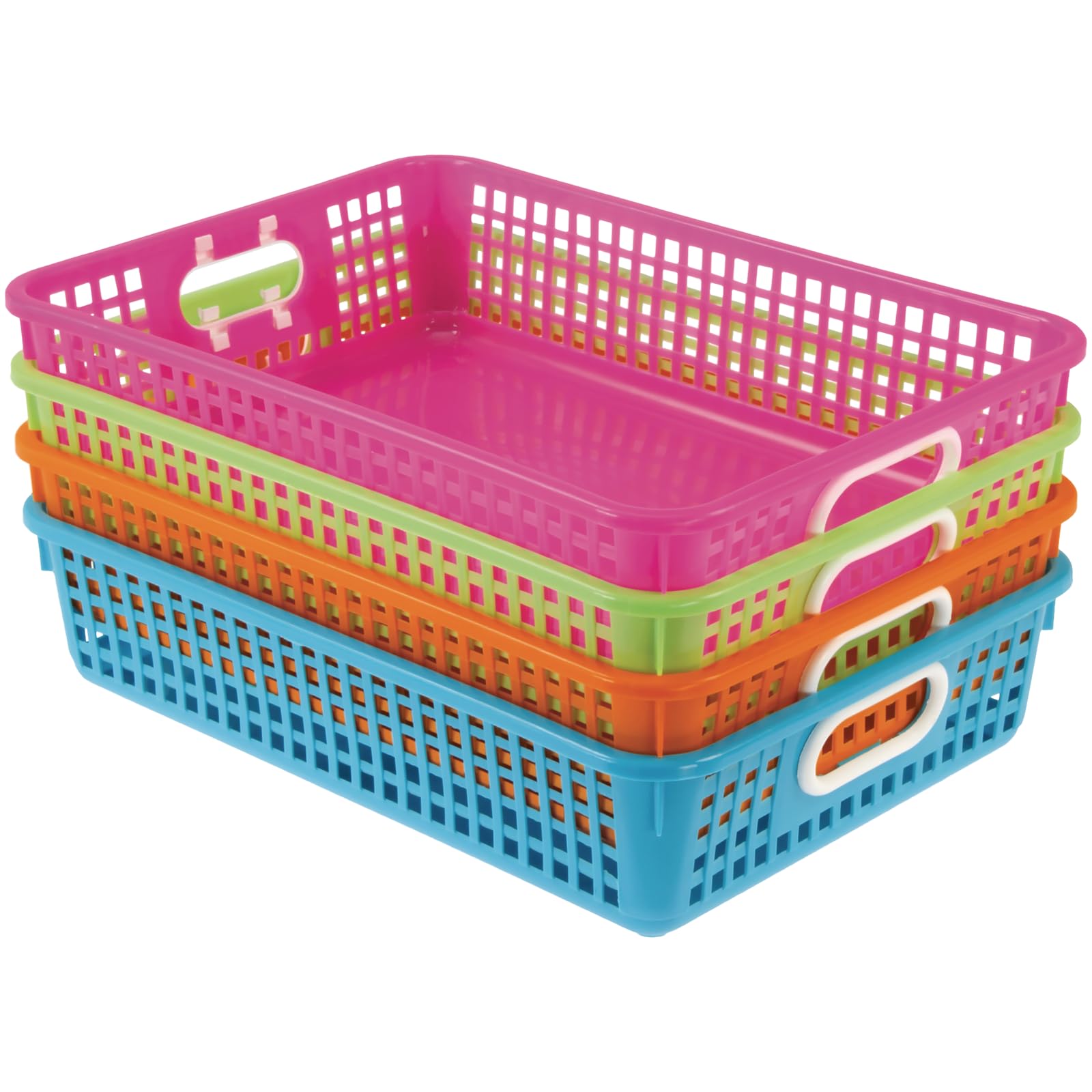 Really Good Stuff front view showing four colorful baskets and easy identification