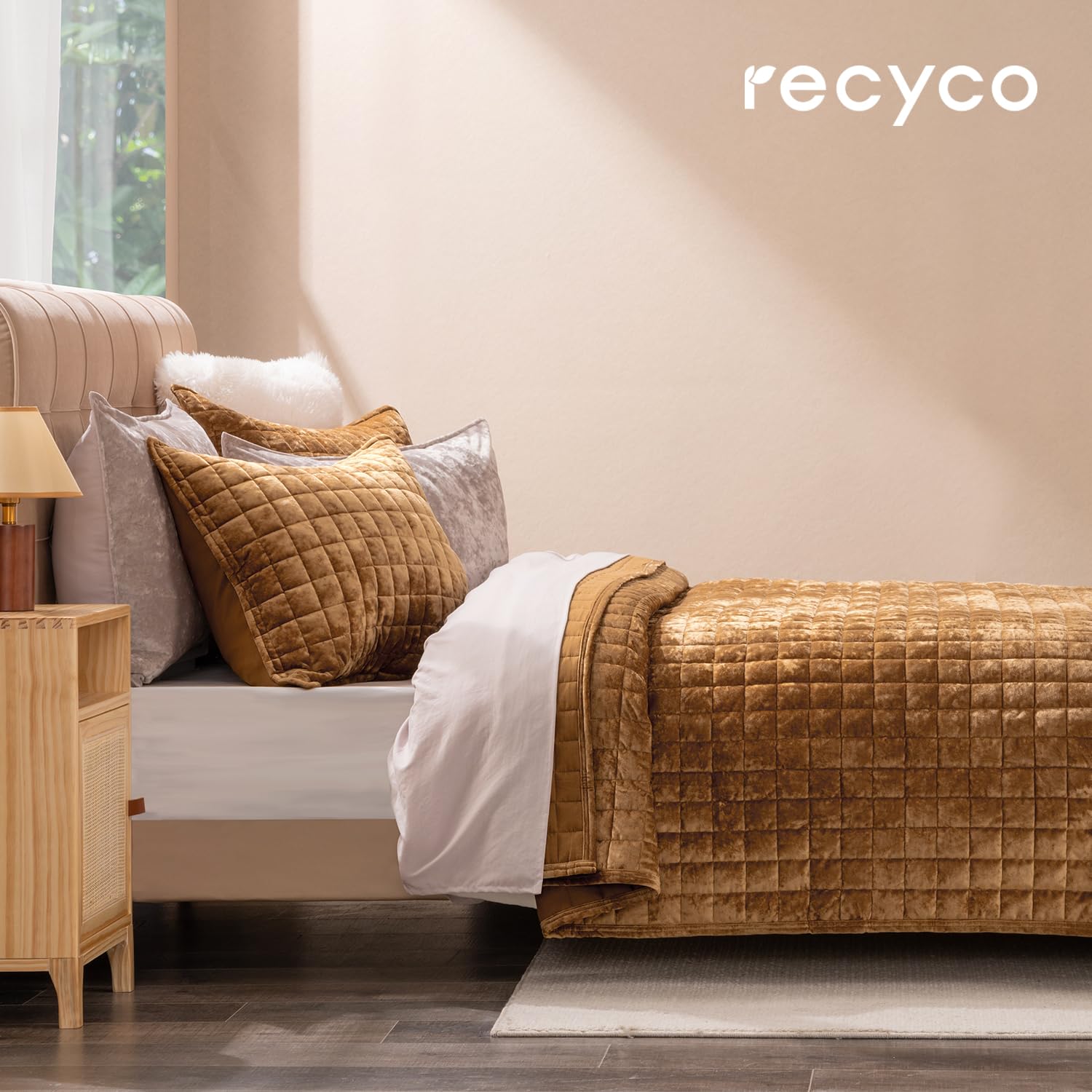 RECYCO close-up of velvet texture highlighting soft sheen and tactile comfort