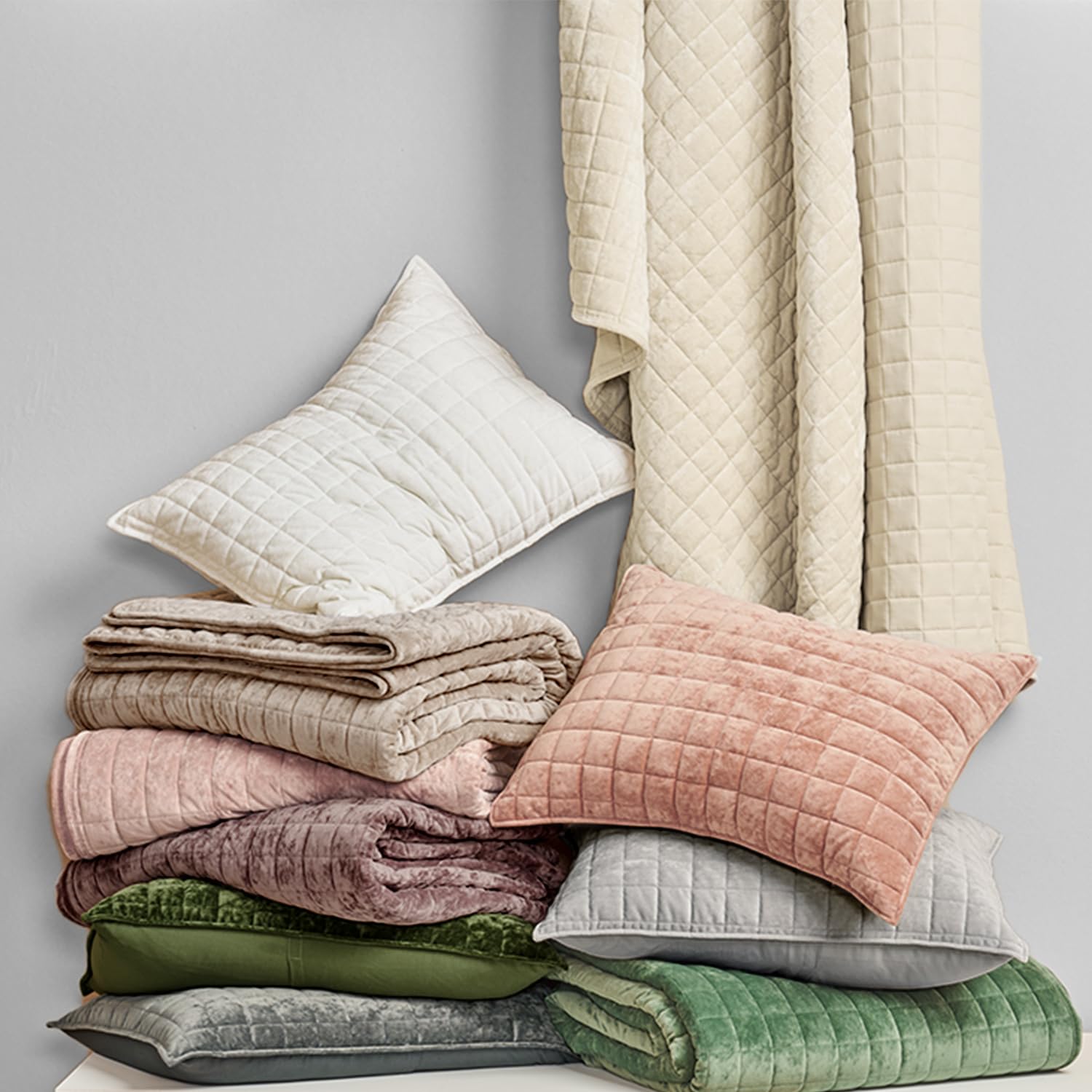 RECYCO folded quilt ready for storage showing wrinkle-resistant ease