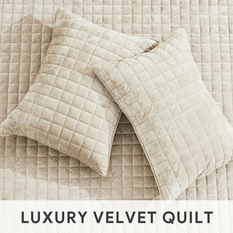 RECYCO quilt styled on bed for bedroom decor inspiration and comfort
