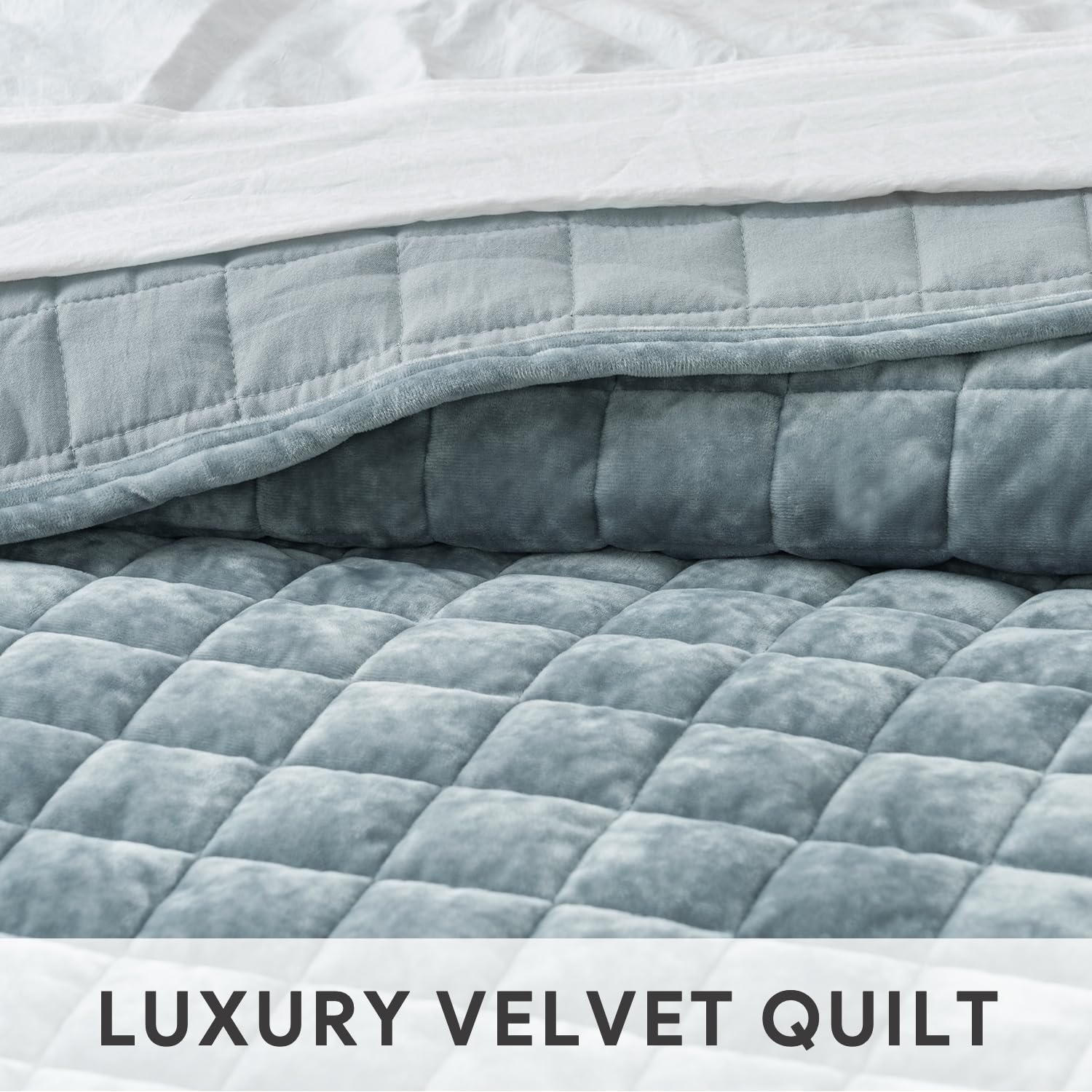 RECYCO quilt size and scale on mattress demonstrating full/queen coverage