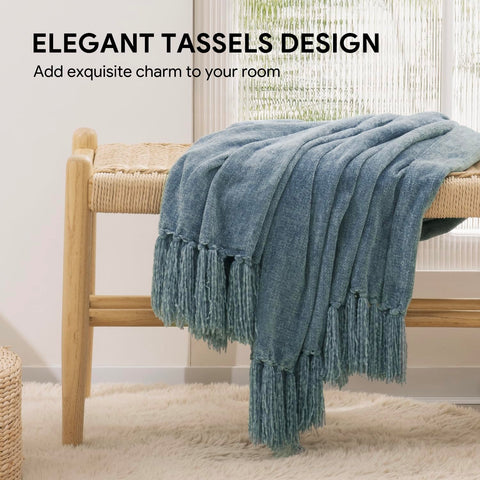 RECYCO throw draped on sofa demonstrates decorative appeal and warmth