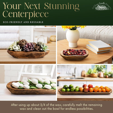 Red Barn Candle Company reused wooden bowl as decorative catchall after use