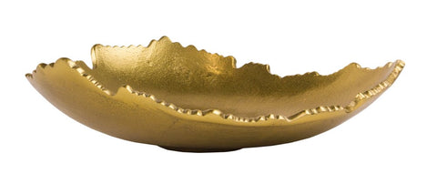Red Co. front view of golden torn metal bowl highlighting elegant focal appeal