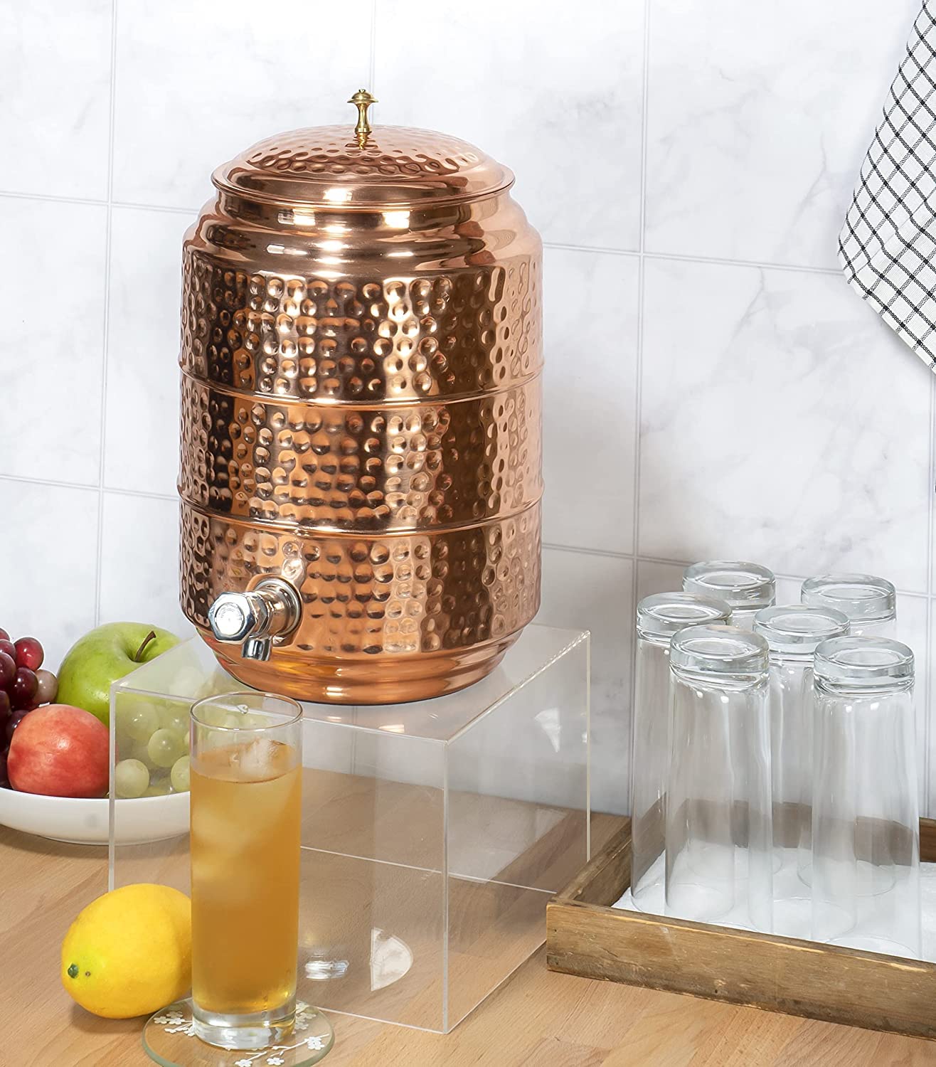 Red Co. set arranged on retail counter, creates professional merchandising appeal