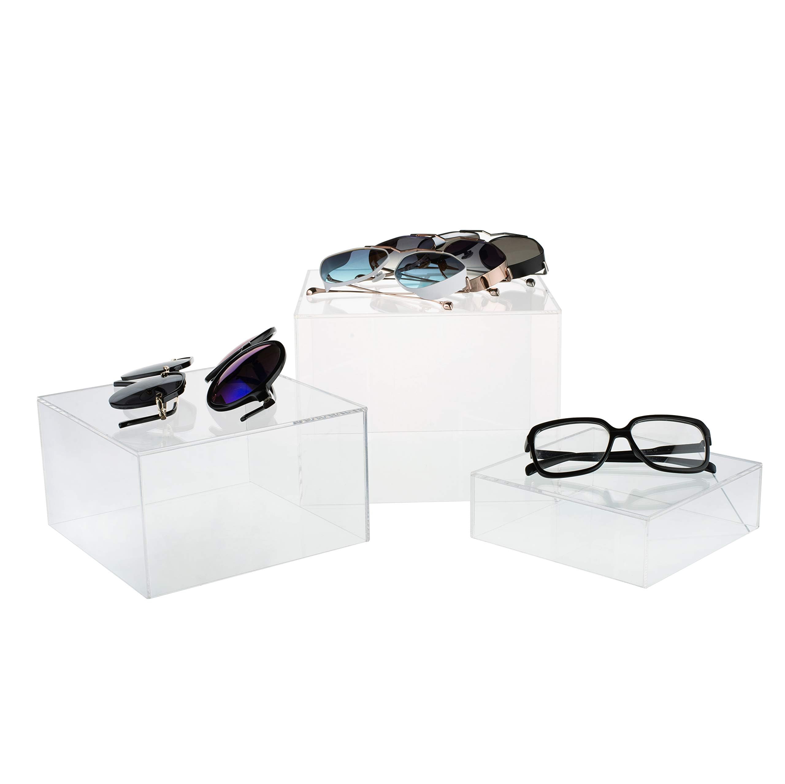 Red Co. transparent cube with lighting underneath, enhances product presentation