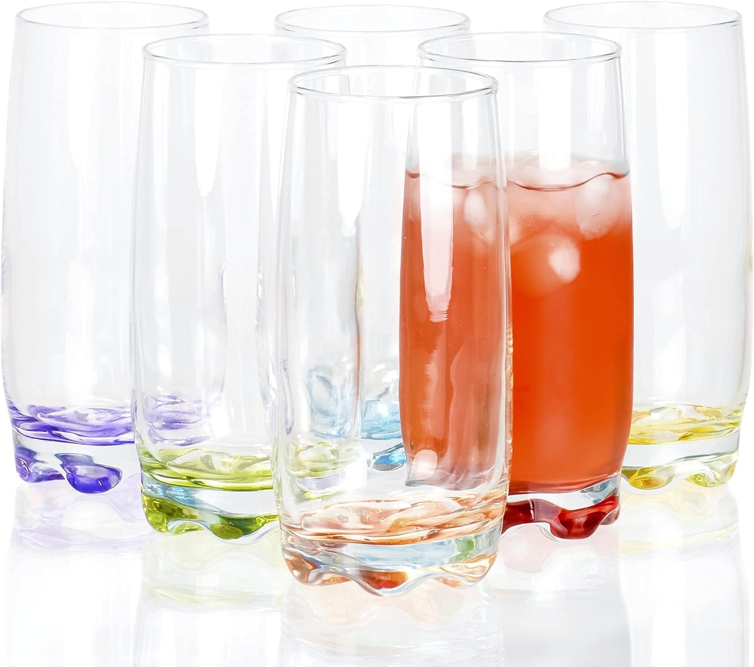 Red Co. glasses stacked neatly to show compact storage and space-saving benefit