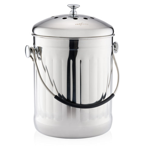 RED FACTOR front view with dome lid showing elegant countertop presence and odor control