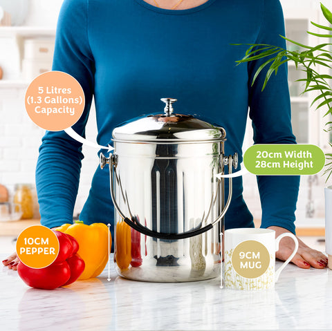 RED FACTOR in kitchen setting demonstrating tidy compost storage and stylish design
