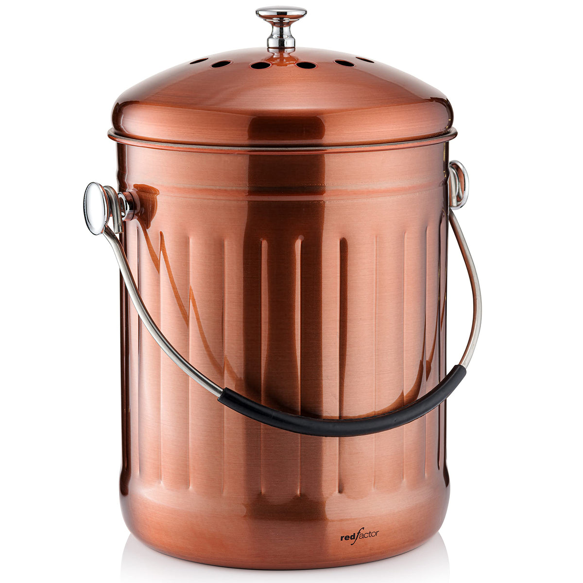 RED FACTOR matt copper bin front view showing sleek design and countertop appeal